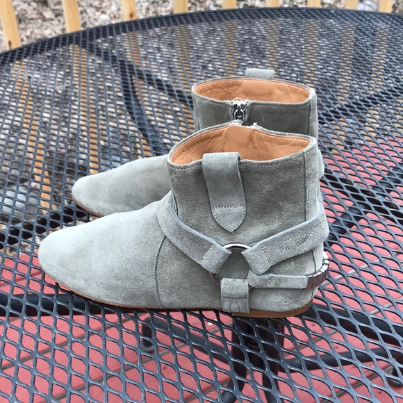 Isabel Marant Etoile faded olive green 7M(37) leather straps ankle hi boots - Picture 4 of 16